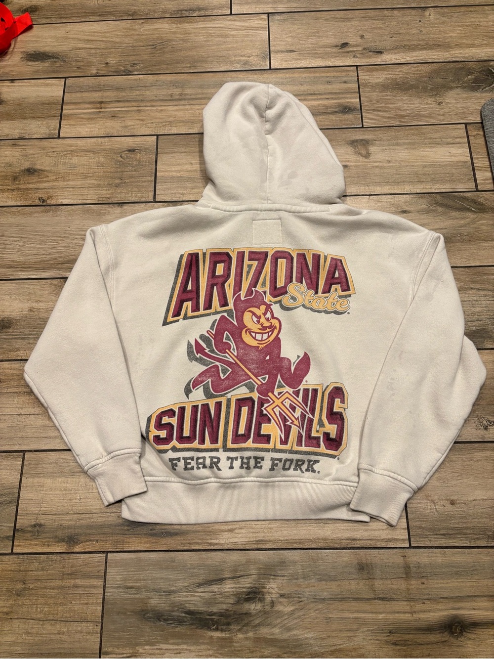Hollister Blue ASU Boxy Fit Cream Hoodie Womens XS